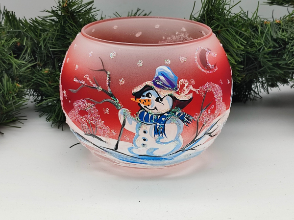 Lantern Snowman, red-white - UKR